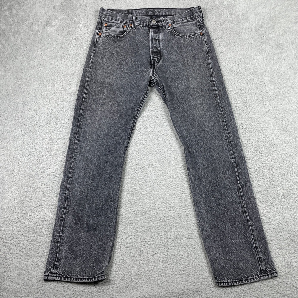 Levis 501 Original Fit Jeans Mens 32x32 (Fits 32x30) Black Fade Straight Stretch